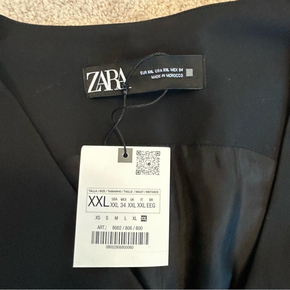 Zara black tailored suit vest V-neck front button closure welt pocket XXL NWT - Picture 6 of 12